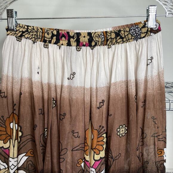 Uniti Casuals Boho Floral Ombre Maxi Skirt One Size Flowy Hippie Festival Indie - Picture 8 of 9